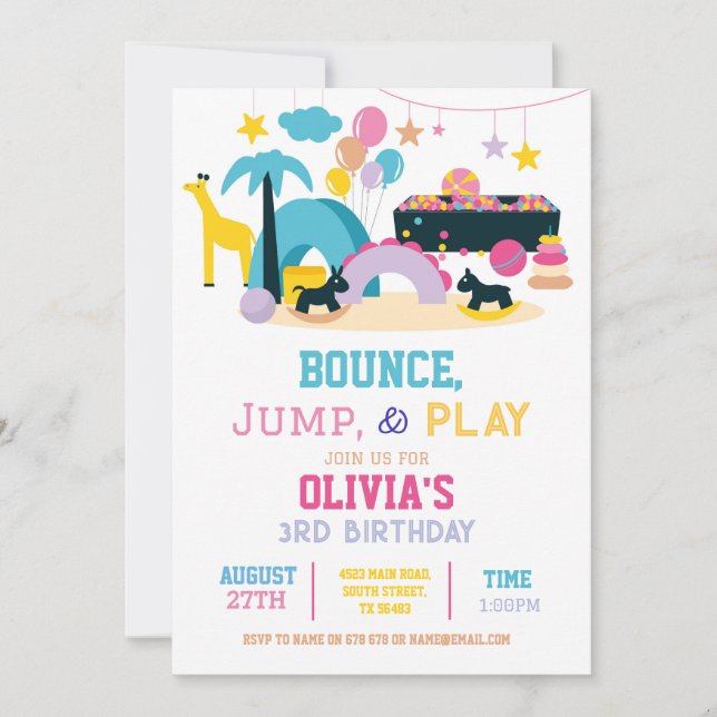 Invitación Fiesta de Chicas rosados de salto de jugo suave (Anverso)