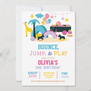 Invitación Fiesta de Chicas rosados de salto de jugo suave