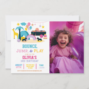 Invitación Fiesta de Chicas rosados de salto de jugo suave