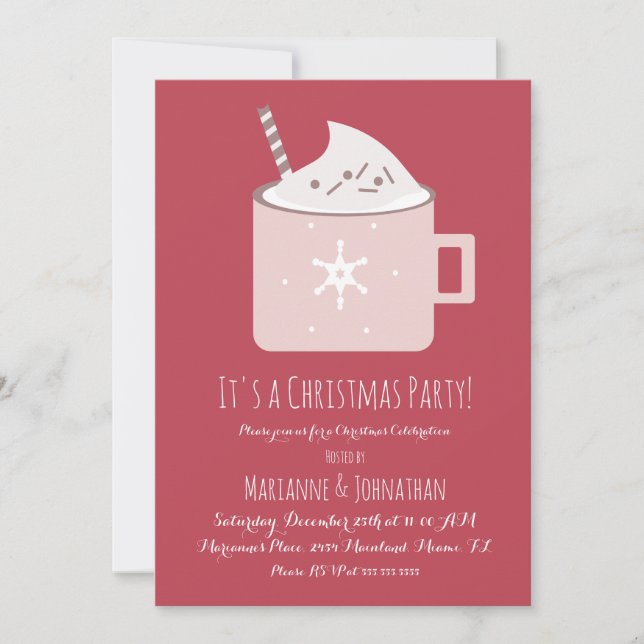 Invitación Fiesta de Chocolate Caliente de Navidad (Anverso)