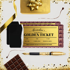 Invitación Fiesta de chocolate de boleto de oro personalizado
