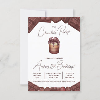 Invitación Fiesta de chocolate, muerte por fiesta de cumpleañ