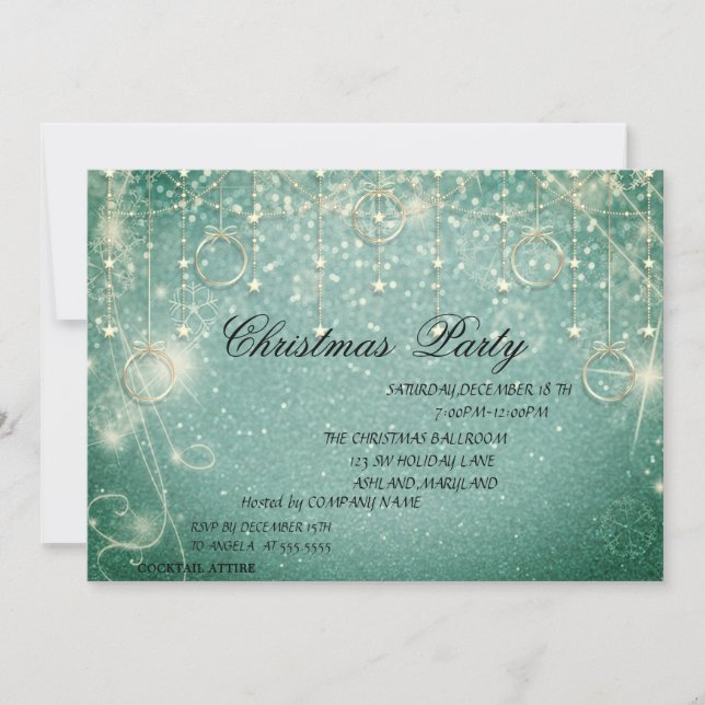 Invitación Fiesta de Christmas Balls, Green Christmas Company (Anverso)