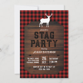 Invitación Fiesta de Ciervo de Madera y Cuadro de Búfalo Rojo