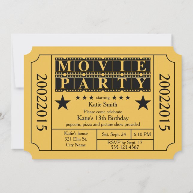 Invitación Fiesta de cine (Reverso)