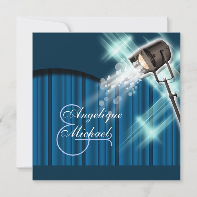 Invitación Fiesta de cine de bodas de Hollywood (Anverso)