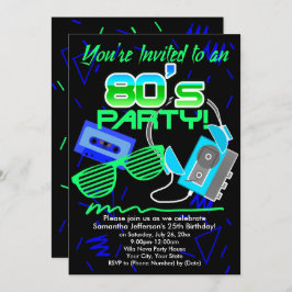 Invitación fiesta de cintas Cassette de 80