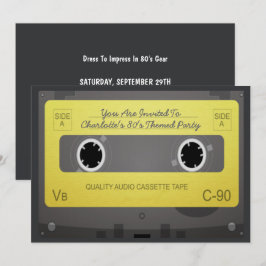 Invitación fiesta de cintas de música retro estilo años 80