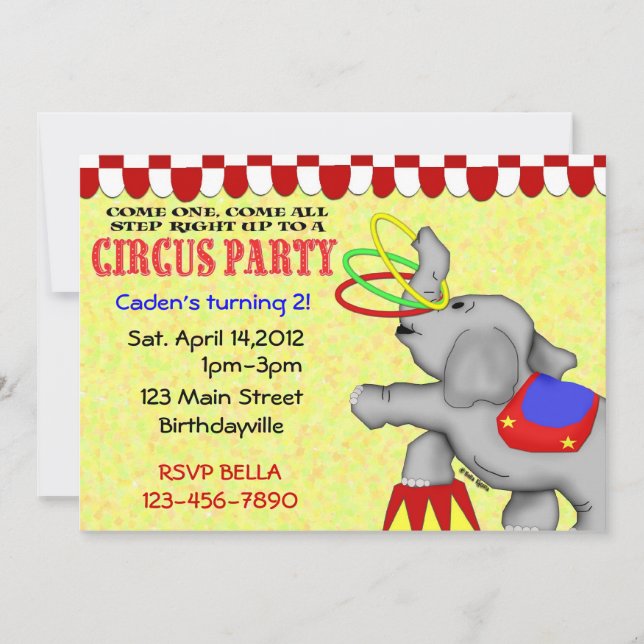 Invitación Fiesta de circo (Anverso)