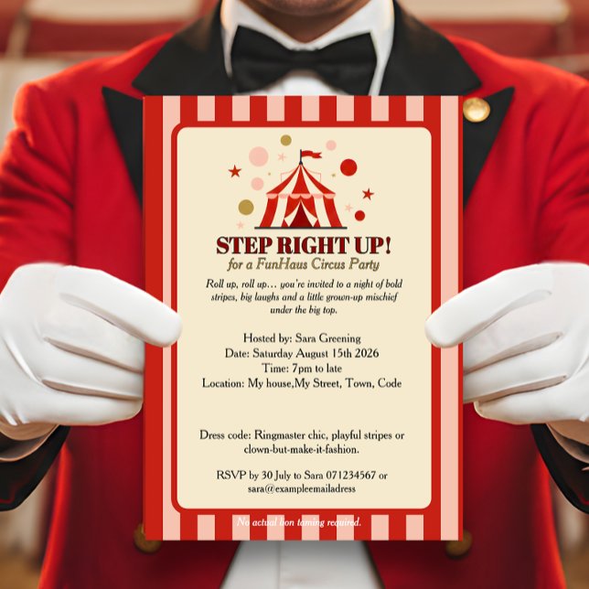 Invitación Fiesta de Circo FunHaus Big-Top (Subido por el creador)