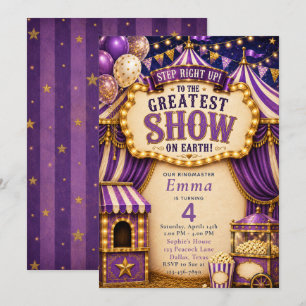 Invitación Fiesta de Circo Morado