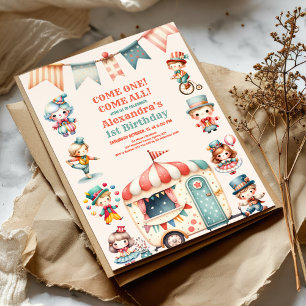 Invitación Fiesta de Circo para el primer cumpleaños