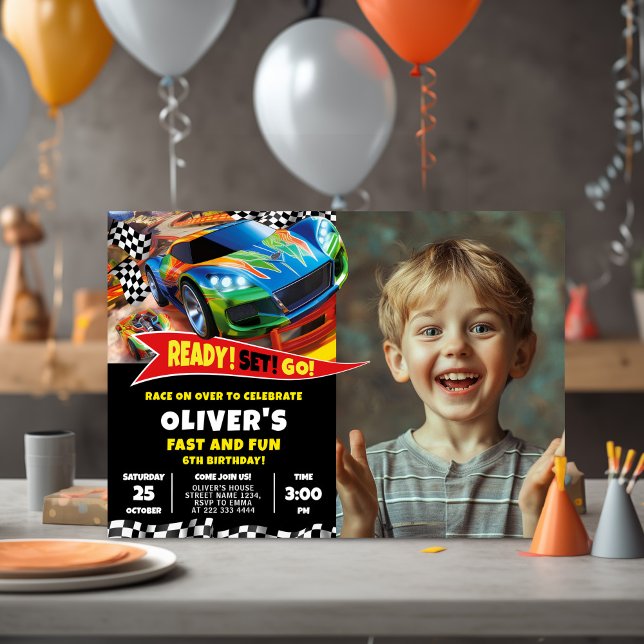 Invitación Fiesta de coches de Carreras de Guay para niños (Subido por el creador)