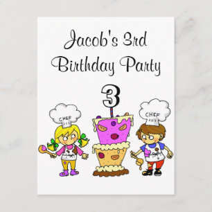 Invitación fiesta de cocina de 3 años
