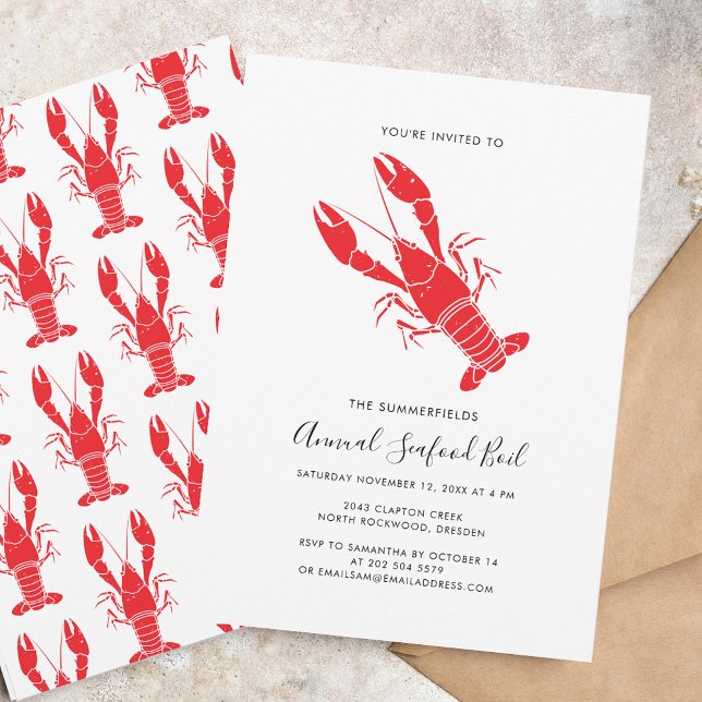 Invitación Fiesta de cocina de mariscos de boga (Family Annual Summer Seafood Boil Party Invitation)