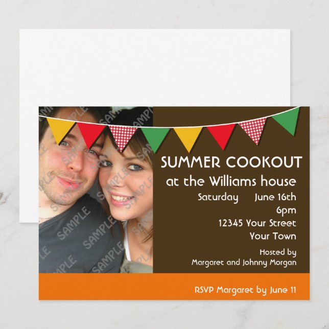 Invitación Fiesta de cocina de verano (Anverso / Reverso)