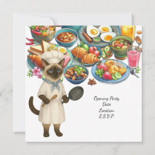 Invitación Fiesta de cocina del chef gato para amantes de los