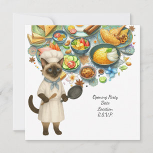 Invitación Fiesta de Cocina del Chef Gato para Amantes de los