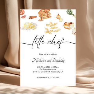 Invitación Fiesta de Cocina Minimalista Cumpleaños Chefito