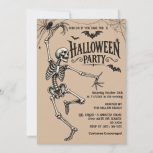 Invitación Fiesta de Cocktail de Esqueleto Vintage Adulto Hal
