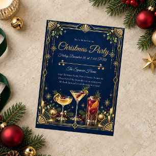 Invitación Fiesta de Cocktail de Navidad con Estilo Art Deco