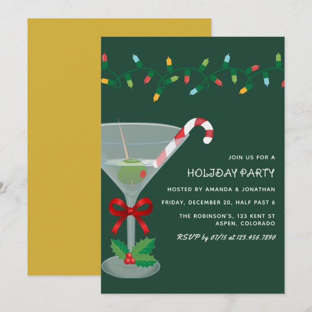 Invitación Fiesta de Cocktail de Navidad en Golden Grove (Anverso / Reverso)