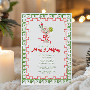 Invitación Fiesta de Cocktail de Navidad Merry Mahjong Acuare