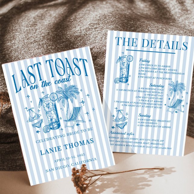 Invitación Fiesta de Cocktail de Soltera Costera Azul (Subido por el creador)