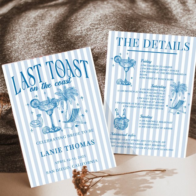 Invitación Fiesta de Cocktail de Soltera Costera Azul (Subido por el creador)