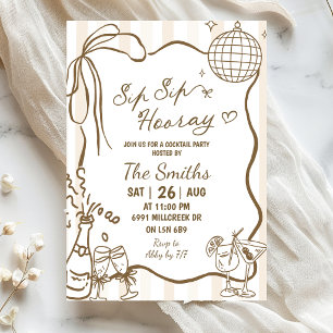 Invitación Fiesta de Cocktail Doodle Manuscrito Sip Sip Hurra