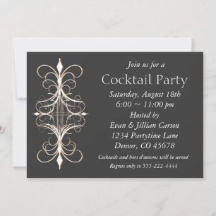Invitación Fiesta de Cocktail Oro Negro