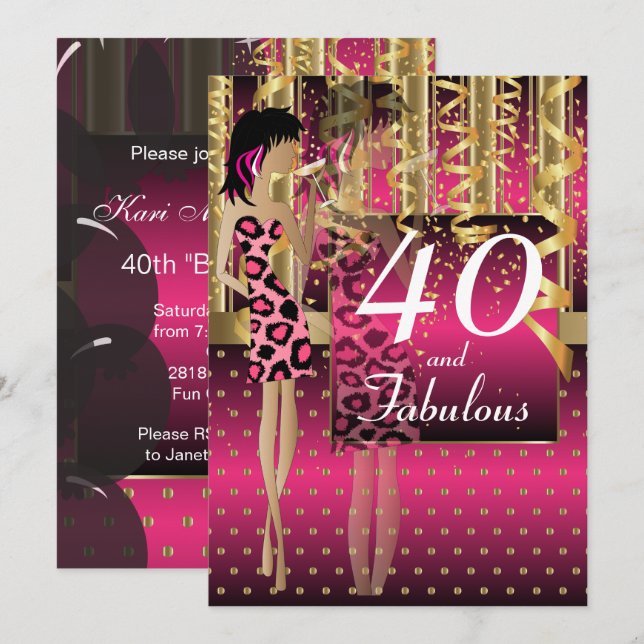 Invitación Fiesta de Cocktail para la Cumpleañera del Cumplea (Anverso / Reverso)