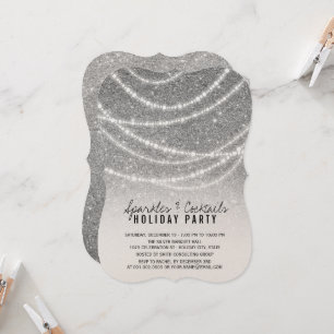 Invitación Fiesta De Cocktail Y Esparkles De Purpurina Platea