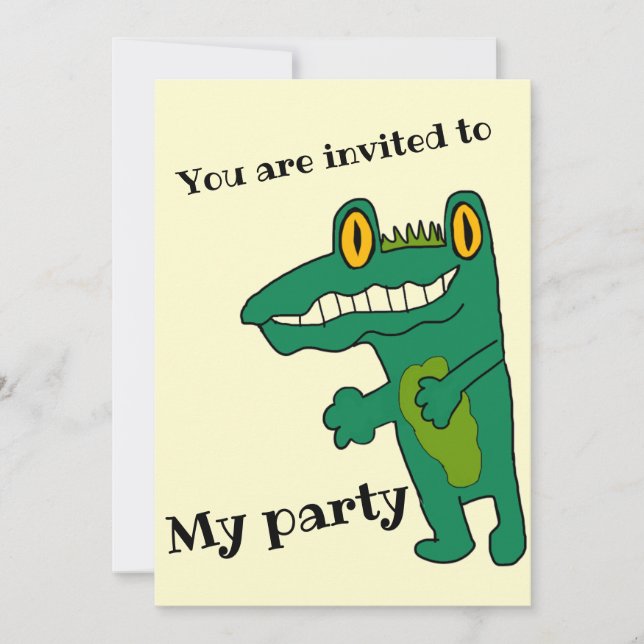 Invitación Fiesta de cocodrilo (Anverso)