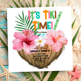 Invitación Fiesta de Coconut Cocktail Tropical Birthday Tiki