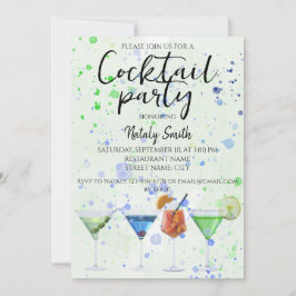 Invitación Fiesta de cóctel con acuarela
