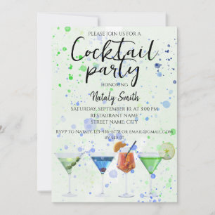 Invitación Fiesta de cóctel con acuarela