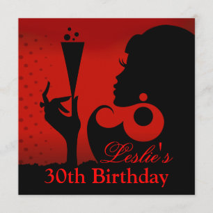 Invitación Fiesta de Cóctel Cumpleaños 30 rojo