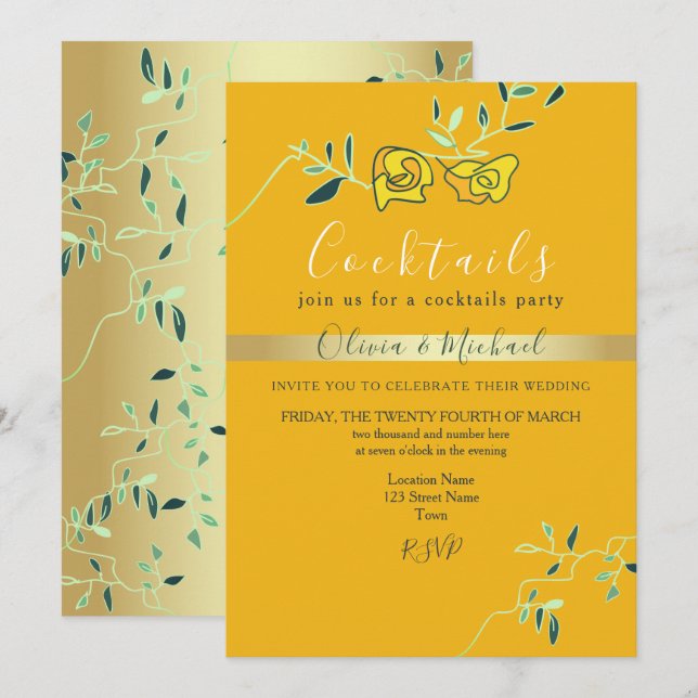 Invitación Fiesta de cóctel de boda (Anverso / Reverso)