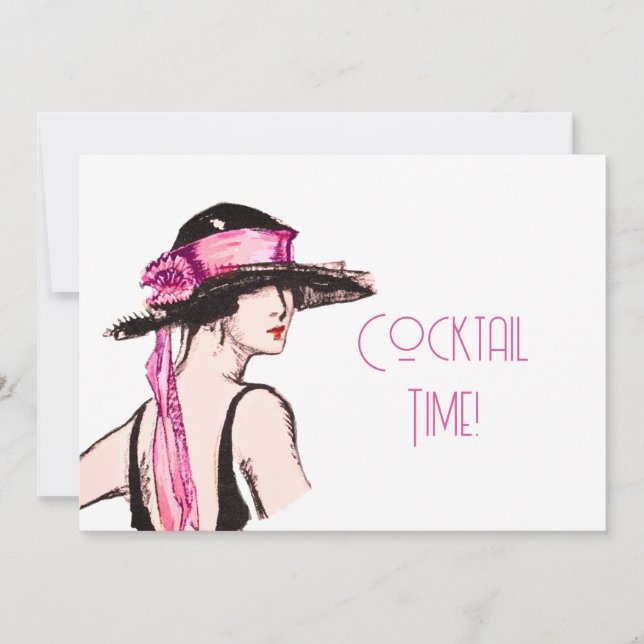 Invitación Fiesta de Cóctel de Chica Flapper (Anverso)