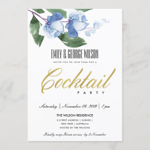 INVITACIÓN FIESTA DE CÓCTEL DE COLOR DE AGUA DE TINTA VERDE A