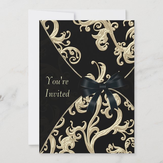 Invitación Fiesta de Cóctel de Crema Negra (Anverso)