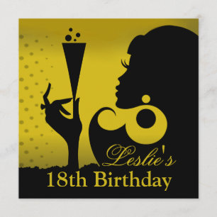 Invitación Fiesta de Cóctel de Cumpleaños 18 amarillo