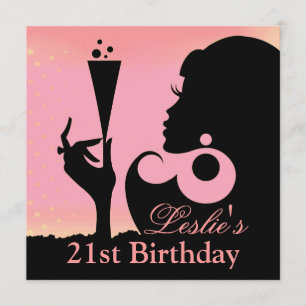 Invitación Fiesta de cóctel de cumpleaños 21 rosa