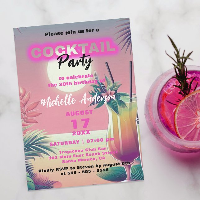 Invitación Fiesta de Cóctel de Cumpleaños 30 con puesta de so (Subido por el creador)