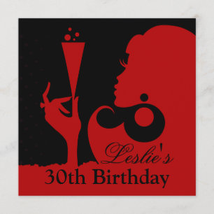 Invitación Fiesta de Cóctel de Cumpleaños 30 rojo