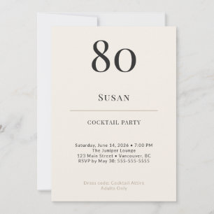 Invitación Fiesta de Cóctel de Cumpleaños 80 Moderno Minimali
