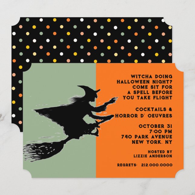 Invitación Fiesta de Cóctel de Halloween (Anverso / Reverso)