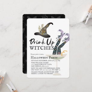 Invitación Fiesta de Cóctel de Halloween 'Beban Brujas'