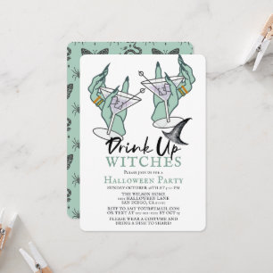 Invitación Fiesta de Cóctel de Halloween Bebed Brujas